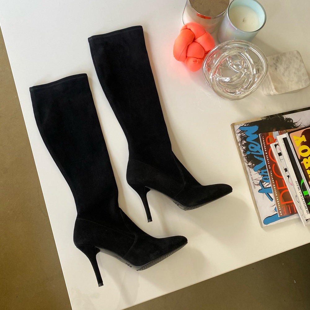 Stuart Weitzman Black Suede Boots Knee High